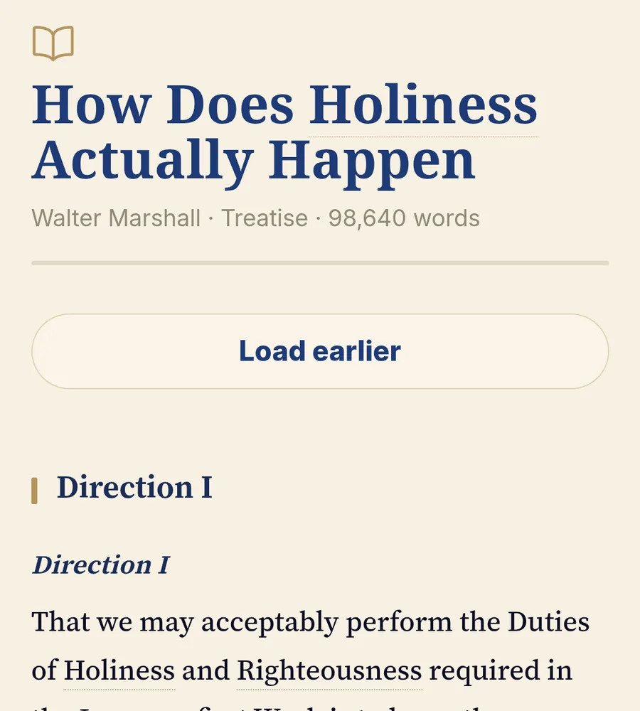 Rapt reading a classic Christian work in full, with contents and text controls.