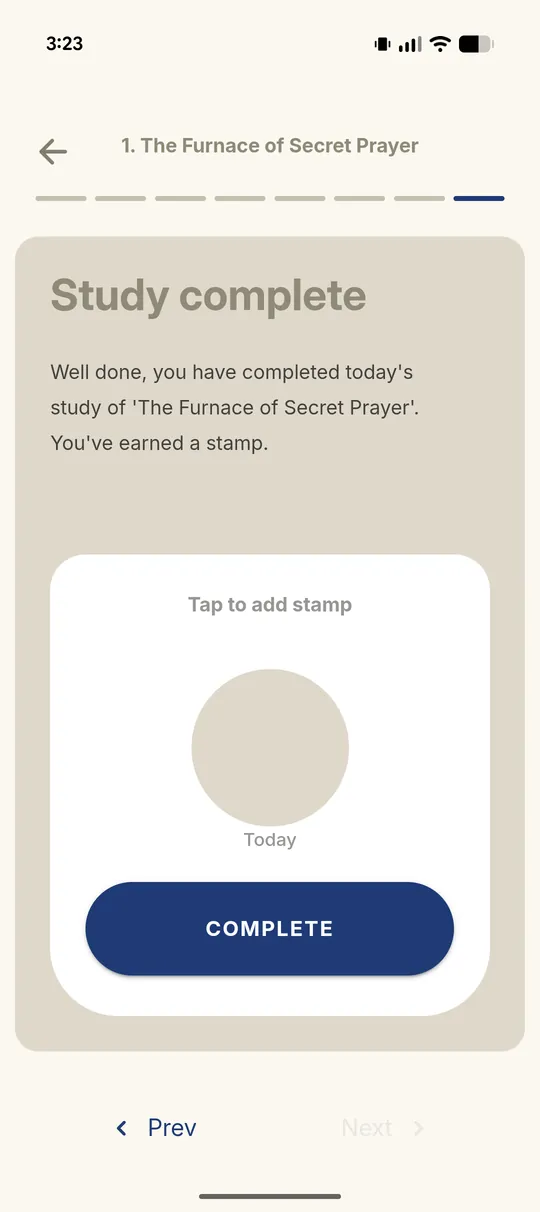 A completion card marking the part finished.